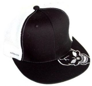 Skull Cotton Flat Bill Trucker Hat Cap   (Different Mesh