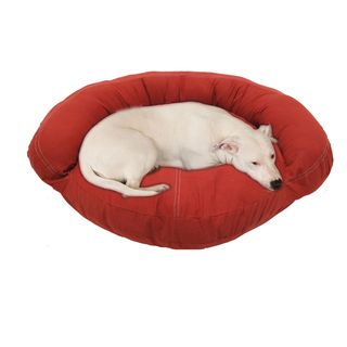 Carolina Pet Red Saddle Stitch Cotton Canvas Bolster Pet Bed