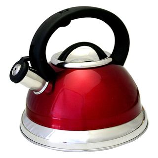Prime Pacific Red Stainless Steel 3 quart Whistling Tea Kettle