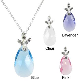 Sunstone Sterling Silver Faceted Pear cut Necklace Made with SWAROVSKI