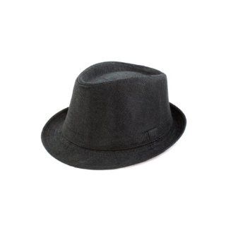  BK Stylish Black Fabric Design Fedora Hat for Men and Women Shoes