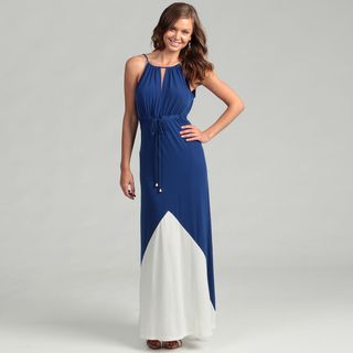 London Times Womens Blue/ White Maxi Dress