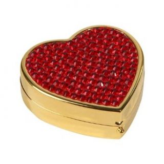 Budd Leather Swarovski Crystal Heart Pill Box (Red