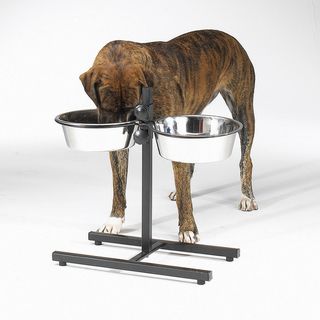 ProSelect Black Adjustable Dog Diner with Bowls