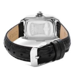 Invicta Womens Lupah Special Edition Silver Dial Black Leather Watch