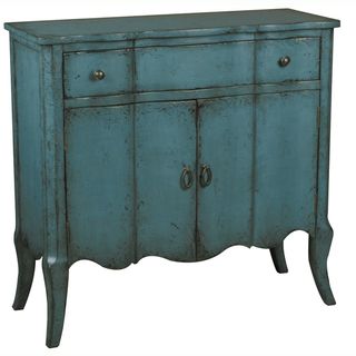 Hand painted Distressed Blue Finish Rectangular Accent Chest