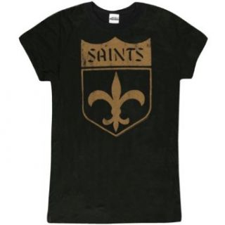 New Orleans Saints   Distressed Logo Ladies T Shirt   X