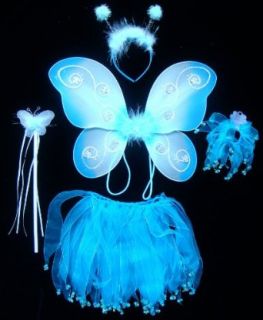 Blue Butterfly Fairy Princess 5 Piece Costume Set with