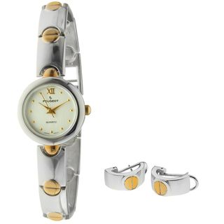 Peugeot Womens Two tone Watch and Earring Set