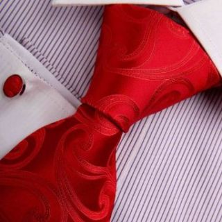 Red Mens Warehouse Tie Wedding Crimson Paisley Woven Silk