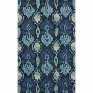 Handmade Modern Ikat Blue Rug (5 x 8)