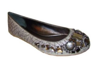 Denisse Lurex Canvas Rhinestone Flat Silver Slipon Shoes 6 Shoes
