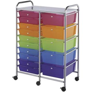 Double Storage Multicolor 15 drawer Cart