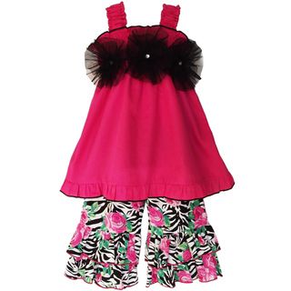 AnnLoren Girls Zebra Rose Capri Outfit