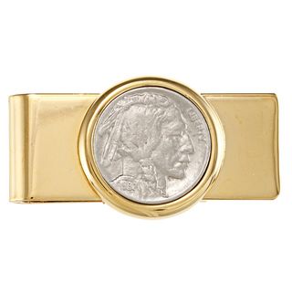 American Coin Treasures Buffalo Nickel Goldtone Moneyclip