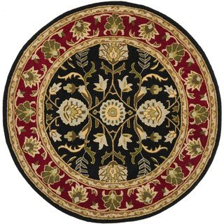 Handmade Heritage Treasures Black/ Red Wool Rug (6 Round)