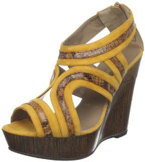  Bruno Magli Womens Parisia Wedge Sandal,Yellow,39 EU/9 M US Shoes