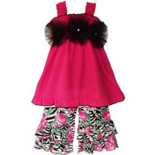 Girls Boutique Hot Pink Tunic & Zebra Rose Capri Outfit
