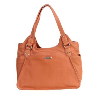 Perlina Claire Coral Leather Tote Handbag