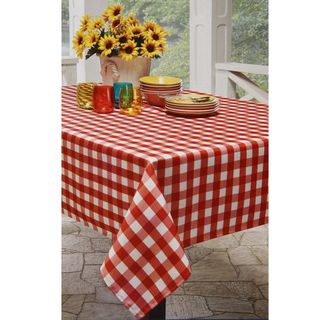 Red Check Printed Fabric Tablecloth