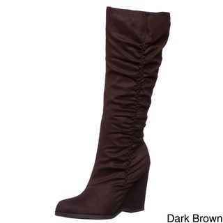 MIA Womens Biscuit Tall Wedge Boots