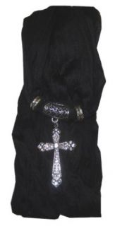 Cross Pendant Charm Scarf Black Clothing