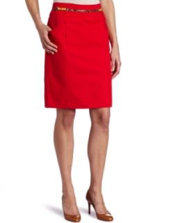 Calvin Klein Womens Pencil Skirt with Trimming, Tomato, 2