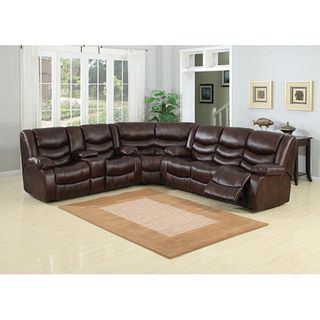 Pulsar Dark Brown Leather Sectional Sofa Set