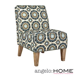 angeloHOME Dover Modern Pinwheel Cream/ Sky Blue Armless Chair