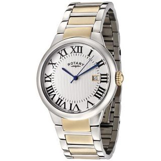 Rotary Mens Light Silver Textured Dial Two tone Watch Today $89.99