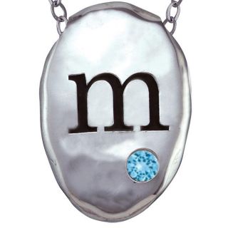 Chroma Silver Created Zircon December Birthstone Initial Necklace Made