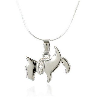 Sterling Silver Scottie Dog Pendant Necklace (18 inch)