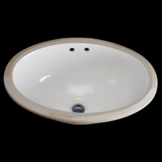Undermount Oval 17 inch White Vitreous China Bathroom Sink