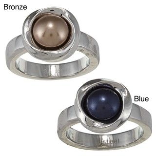 NEXTE Jewelry Stainless Steel Crystal Faux Pearl Ring