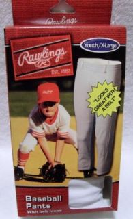 Rawlings Boys White Youth Baseball Uniform Pants with Belt