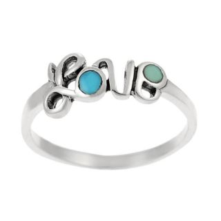 Tressa Sterling Silver Turquoise Love Ring