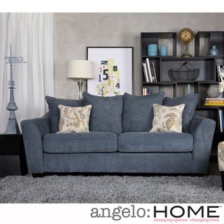 angeloHOME Cooper Twill Blue Stone Pillow back Sofa
