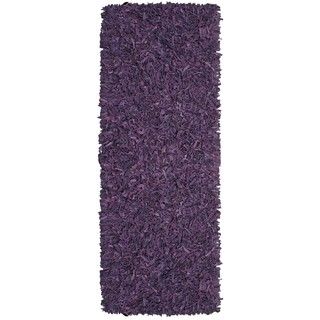 Hand tied Pelle Purple Leather Shag Rug (26 x 8)