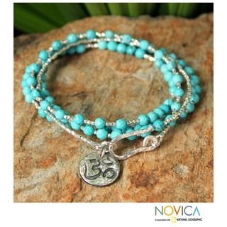 Sterling Silver Turquoise Universal Harmony Bracelet (Thailand