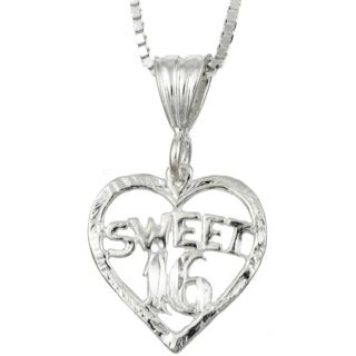Sterling Essentials Sterling Silver 18 inch Sweet 16 Heart Necklace