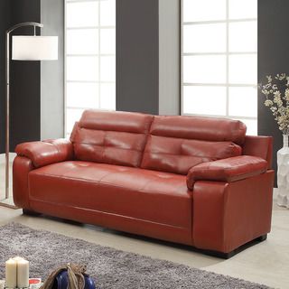 Arcata Red Bonded Leather Sofa