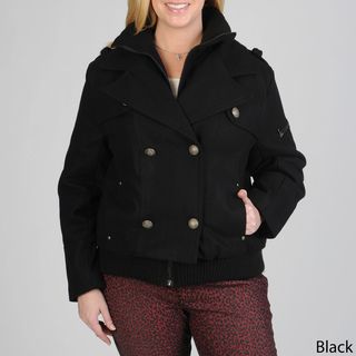 Excelled Womens Plus Size Double breasted Wool blend Peacoat