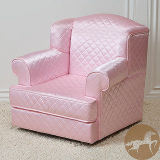 Quilted Sateen Fabric Pink Kids Club Chair