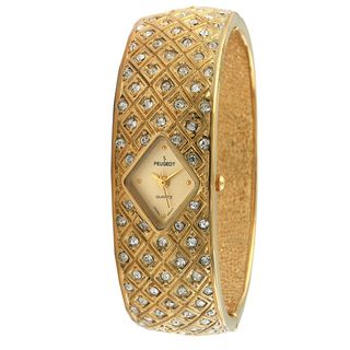 Peugeot Womens Vintage Goldtone Crystal Bangle Watch