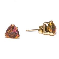 10k Yellow Gold Trillion cut Sienna Topaz Stud Earrings