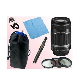 Canon EF S 55 250MM Telephoto EOS Camera Zoom Lens with Accessory Kit