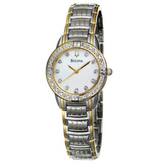 Bulova Womens Diamonds Two tone Stainless Steel Quartz Watch
