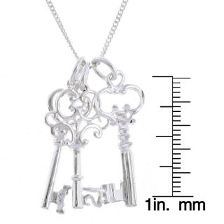 Sterling Essentials Sterling Silver 24 inch Key Charms Necklace