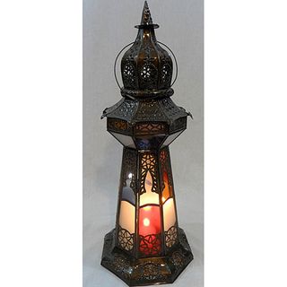 Bronze Stained Glass Princess Lamp (Morocco)