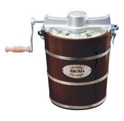 Aroma 4 quart Walnut Wood Barrel Ice Cream Maker